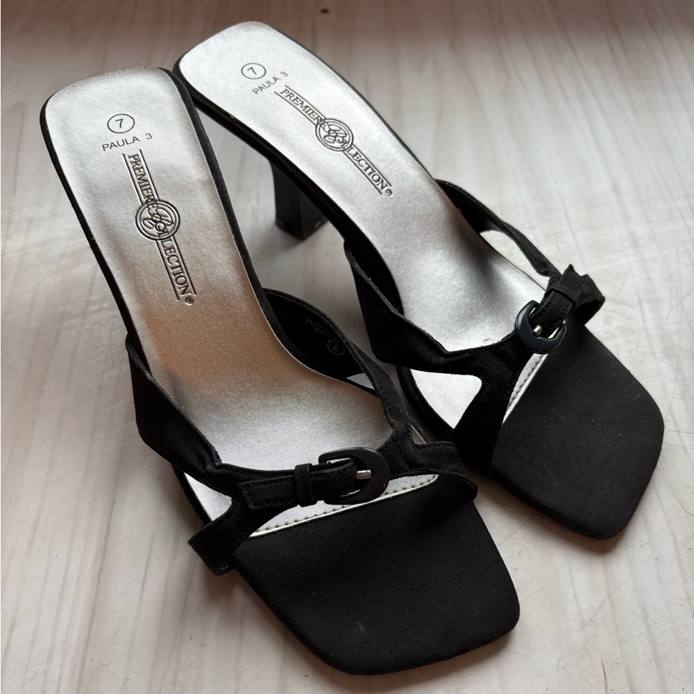black formal heeled sandals | premier collection ੈ✩‧₊˚